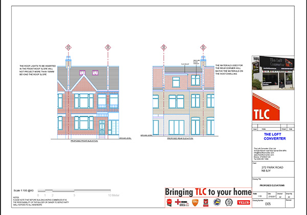 Loft conversion planning drawing for loft conversion at Crouch End, North London